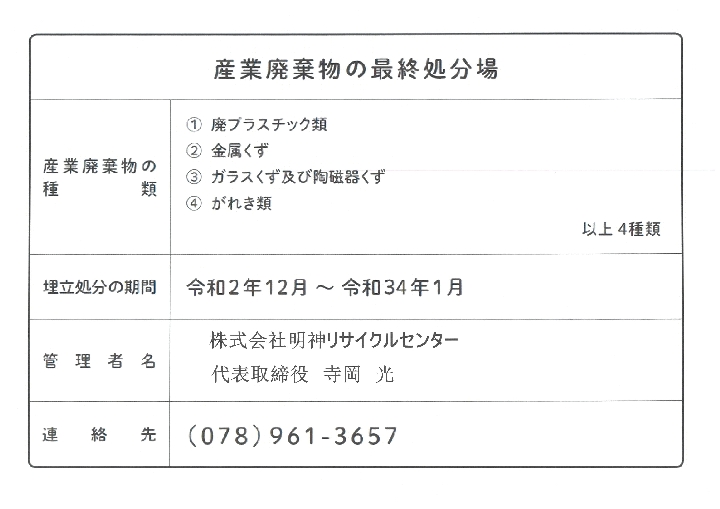 産業廃棄物 - 最終処分業（安定型）